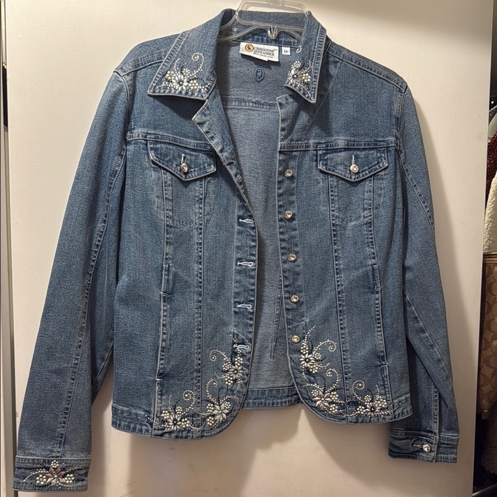 Christine Alexander Blue Jean Jacket with Vintage Charm